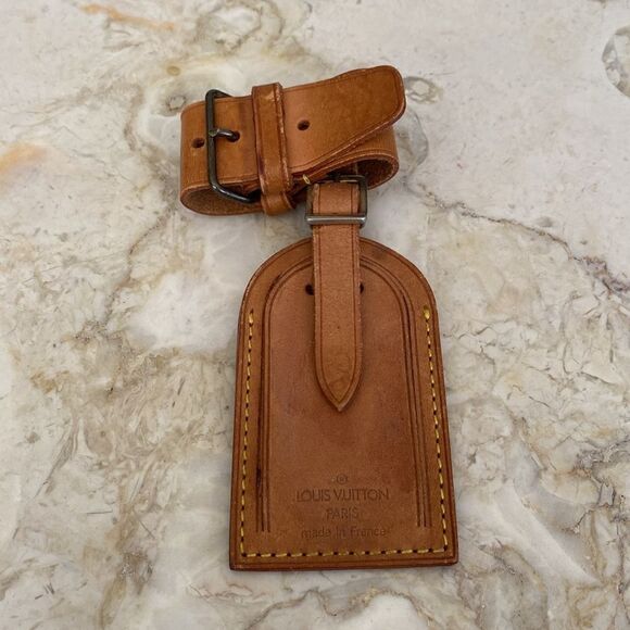 Vintage Louis Vuitton Vachetta Leather Luggage Tag & Poignet - Picture 3 of 8